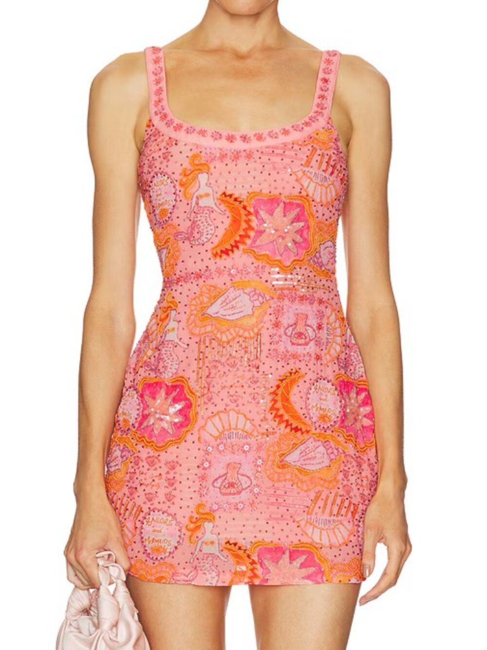 For Love & Lemons Tide Pool Mini Dress | Beaded | Apricot | US 8 | NWT - Picture 13 of 13